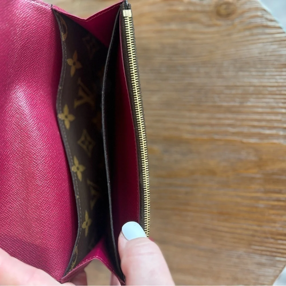 Louis Vuitton Emilie Wallet with Pink Lining and Accents
